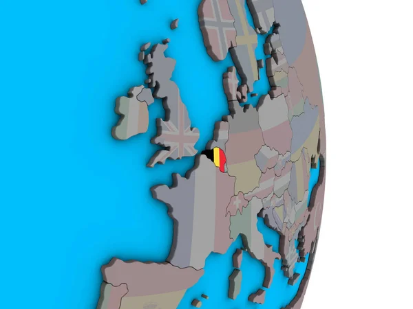 Belgium Embedded National Flag Simple Political Globe Illustration — Stock Photo, Image