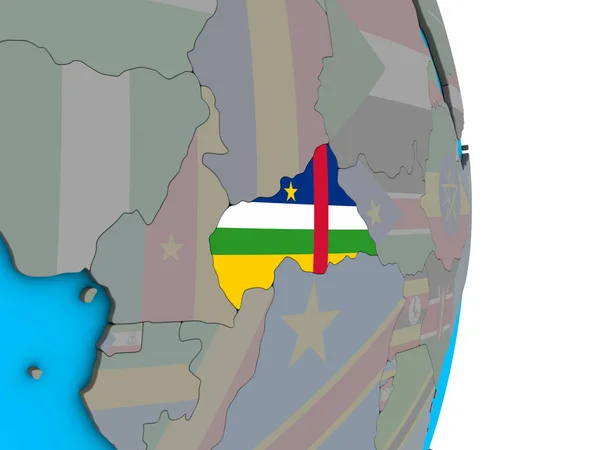 Central Africa Embedded National Flag Simple Political Globe Illustration — Stock Photo, Image