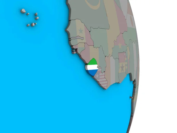 Sierra Leone Med Inbäddade Flagga Enkla Politiska Klot Illustration — Stockfoto