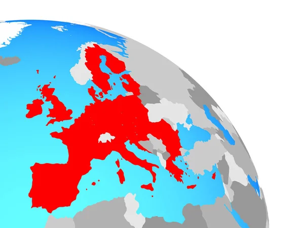 Unii Europejskiej Prosty Niebieski Globus Polityczny Ilustracja — Zdjęcie stockowe