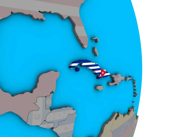 Cuba Met Ingesloten Nationale Vlag Eenvoudige Politieke Globe Illustratie — Stockfoto