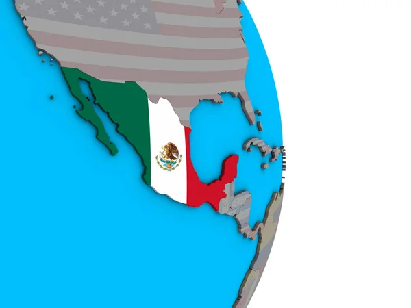 Mexico Embedded National Flag Simple Political Globe Illustration — Stock Photo, Image