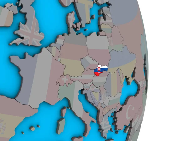 간단한 정치적인 지구에 국기와 슬로바키아 일러스트 — 스톡 사진