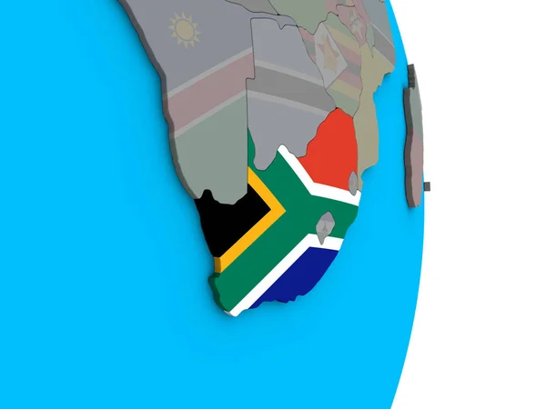 Sydafrika Med Inbäddade Flagga Enkla Politiska Klot Illustration — Stockfoto