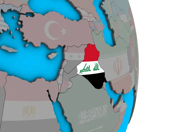 Irak Met Ingesloten Nationale Vlag Eenvoudige Politieke Globe Illustratie — Stockfoto