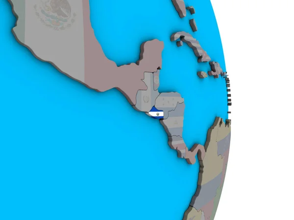 萨尔瓦多在简单的政治3D 地球上嵌入国旗 — 图库照片