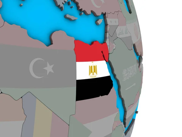 Egypte Met Ingesloten Nationale Vlag Eenvoudige Politieke Globe Illustratie — Stockfoto