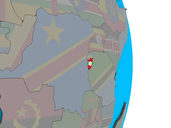 Burundi Embedded National Flag Simple Political Globe Illustration — Stock Photo, Image