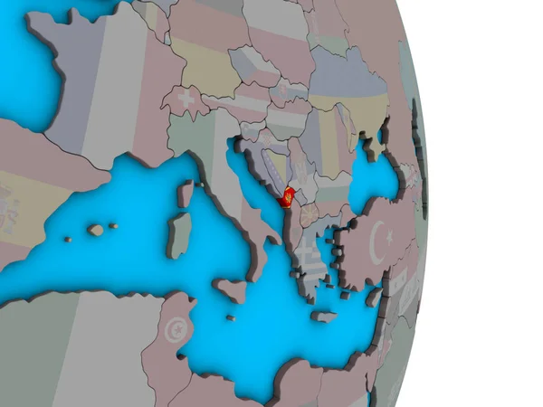 黑山在简单的政治3D 地球上嵌入国旗 — 图库照片