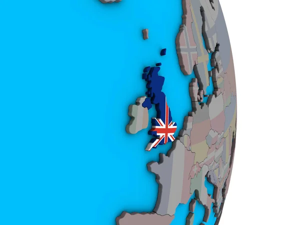 単純な政治的な 地球儀上の埋め込まれた国旗とイギリス イラストレーション — ストック写真
