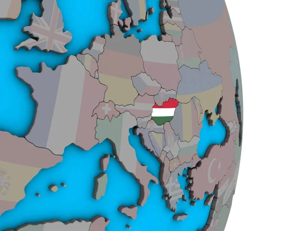 Hungary Embedded National Flag Simple Political Globe Illustration — Stock Photo, Image