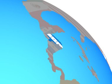 Honduras Ulusal bayrağını basit mavi siyasi dünya ile. 3D çizim.