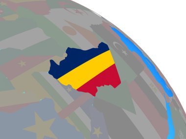 Chad ile basit mavi siyasi dünya Ulusal bayrağını. 3D çizim.