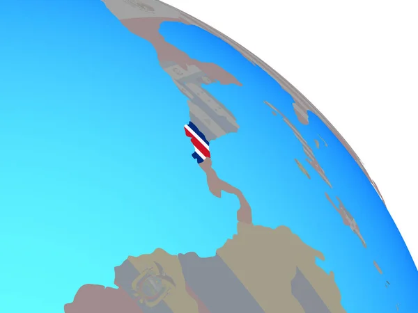 Kostaryka Flagi Narodowej Prosty Niebieski Globus Polityczny Ilustracja — Zdjęcie stockowe