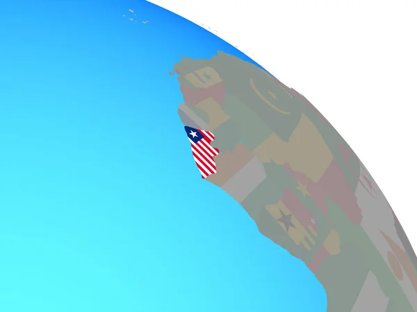 Liberia Mit Nationalflagge Auf Einem Einfachen Blauen Politischen Globus Illustration — Stockfoto