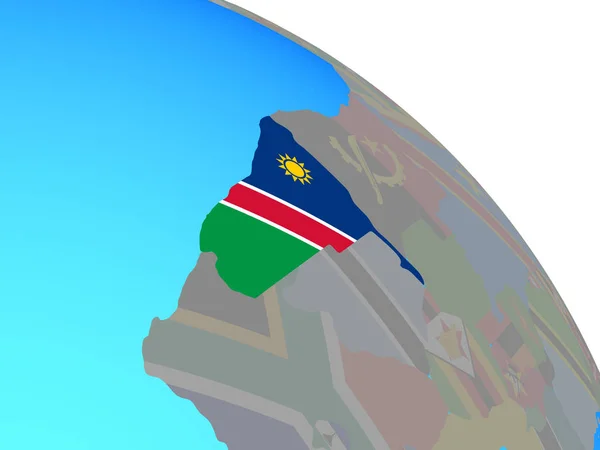 Namibie Avec Drapeau National Sur Simple Globe Politique Bleu Illustration — Photo