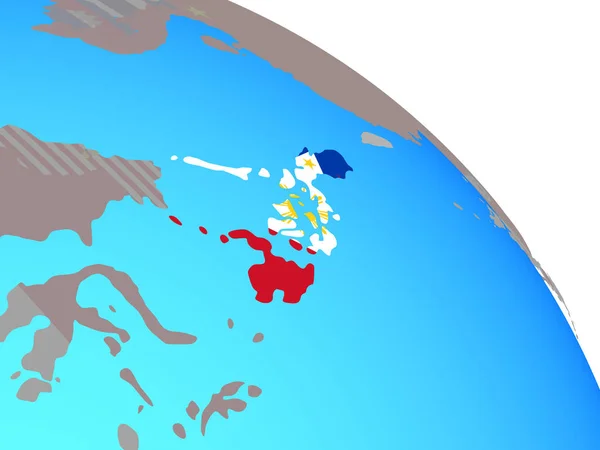 Philippines Avec Drapeau National Sur Simple Globe Politique Bleu Illustration — Photo