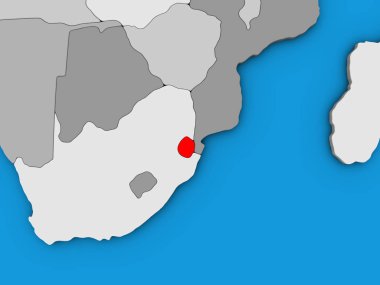 eswatini mavi siyasi 3d dünya üzerinde. 3D çizim.