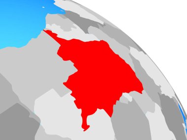 Kongo basit mavi siyasi dünya üzerinde dem mümessili. 3D çizim.