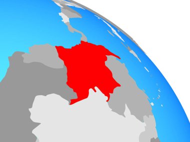 Kolombiya basit mavi siyasi dünya üzerinde. 3D çizim.