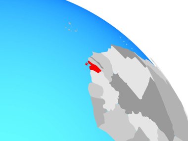 Gine-Bissau basit mavi siyasi dünya üzerinde. 3D çizim.