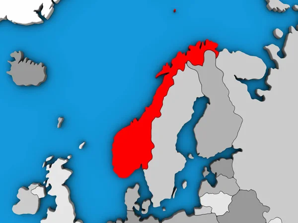 Norveç Mavi Siyasi Dünya Üzerinde Çizim — Stok fotoğraf