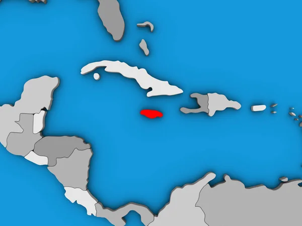 牙买加在蓝色政治3D — 图库照片