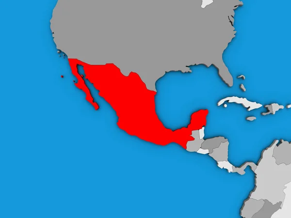 Мексика Голубом Политическом Глобусе Иллюстрация — стоковое фото