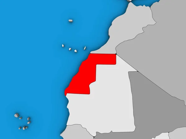 Δυτική Σαχάρα Μπλε Πολιτικό Τρισδιάστατη Υδρόγειο Απεικόνιση — Φωτογραφία Αρχείου