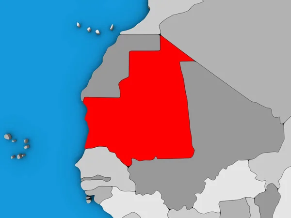 Μαυριτανία Μπλε Πολιτικό Τρισδιάστατη Υδρόγειο Απεικόνιση — Φωτογραφία Αρχείου