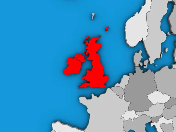 Британские Острова Голубом Политическом Глобусе Иллюстрация — стоковое фото