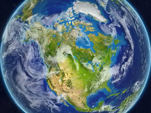 Nord America Dallo Spazio Sul Modello Realistico Del Pianeta Terra — Foto Stock