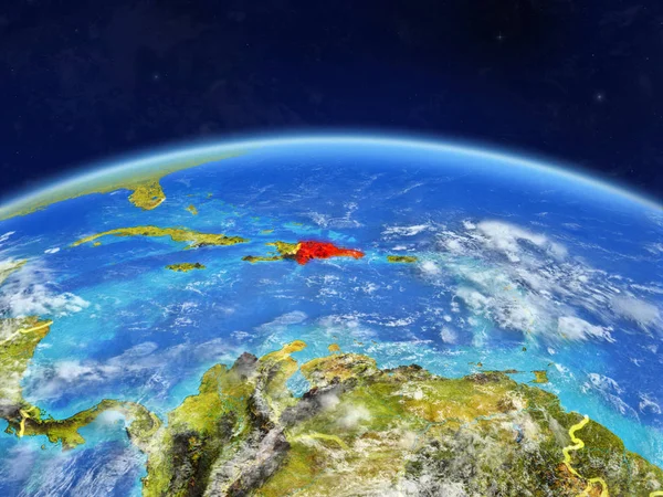 Dominikanische Republik Auf Dem Planeten Erde Mit Ländergrenzen Und Sehr — Stockfoto