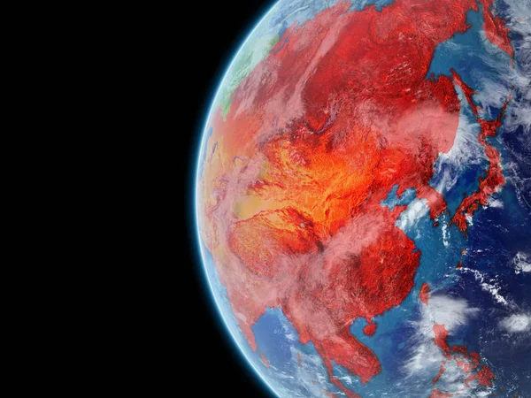 Asien Från Rymden Modell Planeten Jorden Med Mycket Detaljerade Planeten — Stockfoto