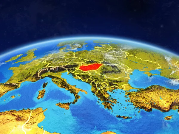 Угорщина Планеті Земля Кордони Висока Докладну Планети Поверхні Хмар Ілюстрації — стокове фото
