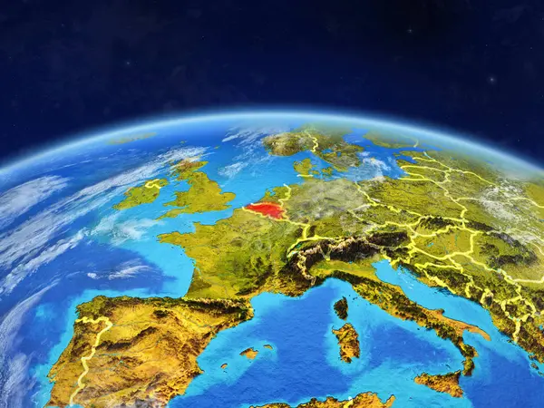 Belgie Planetě Zemi Hranice Země Povrchu Vysoce Detailní Planety Mraky — Stock fotografie