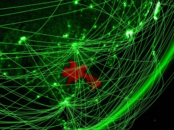 Лаос Зеленой Модели Планеты Земля Сетью Ночью Концепция Зеленых Технологий — стоковое фото