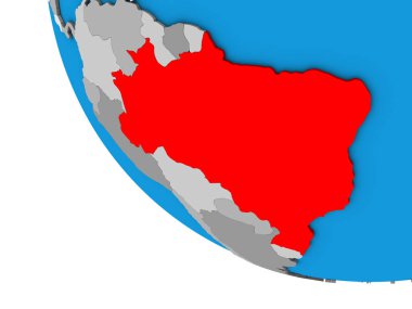 Brezilya basit 3d dünya üzerinde. 3D çizim.