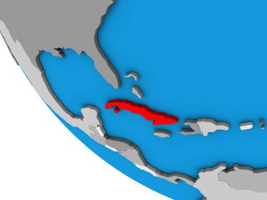 Küba basit 3d dünya üzerinde. 3D çizim.