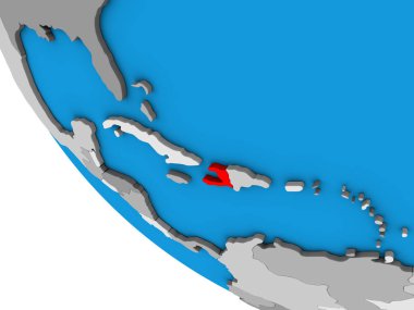 Haiti basit bir 3 boyutlu küre üzerinde. 3B illüstrasyon.