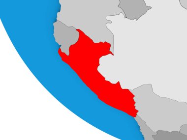 Peru basit 3d dünya üzerinde. 3D çizim.