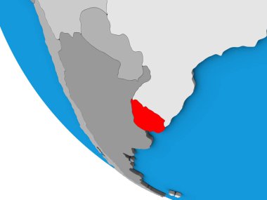 Uruguay 'ın basit 3D küresi. 3B illüstrasyon.