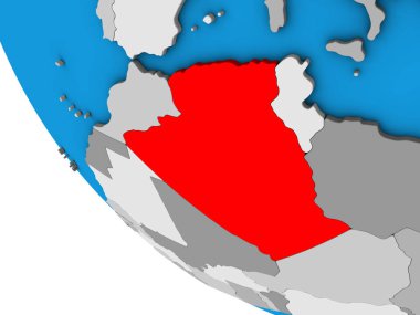 Cezayir 'de 3 boyutlu basit bir dünya. 3B illüstrasyon.