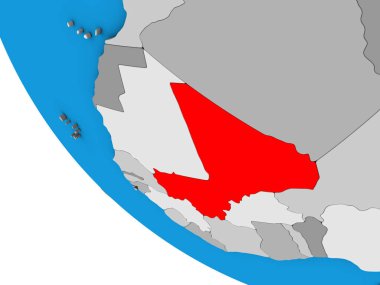 Mali 'nin basit 3 boyutlu küresi. 3B illüstrasyon.