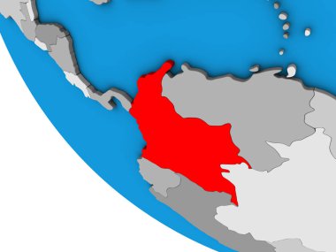 Kolombiya basit 3d dünya üzerinde. 3D çizim.