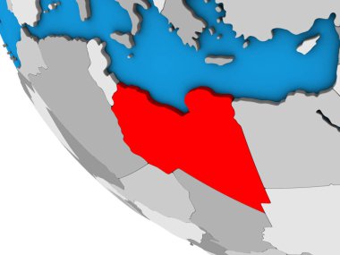 Libya 'da sadece 3 boyutlu bir dünya. 3B illüstrasyon.