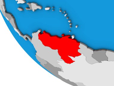 Venezuela basit bir 3 boyutlu küre üzerinde. 3B illüstrasyon.