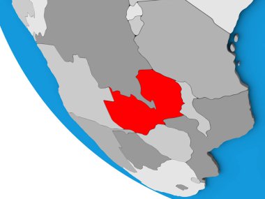 Zambiya basit 3d dünya üzerinde. 3D çizim.