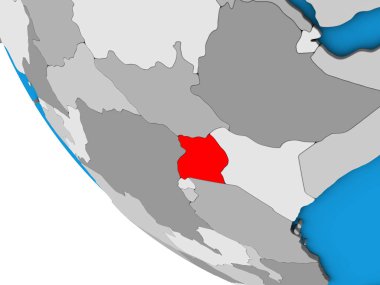 Uganda basit 3d dünya üzerinde. 3D çizim.