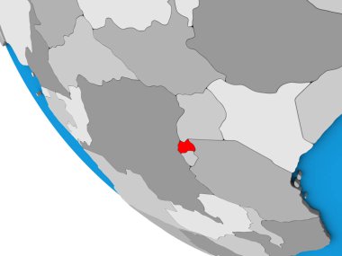 Ruanda 'nın 3 boyutlu basit bir küresi. 3B illüstrasyon.